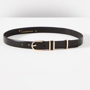 NWT Anthropologie Basic Keeper Belt Black Leather Size Medium